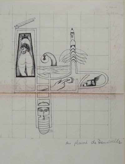 Jean-Claude SILBERMANN : Enseignes sournoises, Les bains de Deauville, Dessin original signé 2
