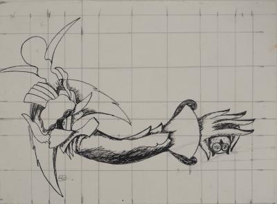 Jean-Claude SILBERMANN : Enseignes sournoises, Le bras en fleur, Dessin original signé 2