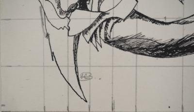 Jean-Claude SILBERMANN : Enseignes sournoises, Le bras en fleur, Dessin original signé 2