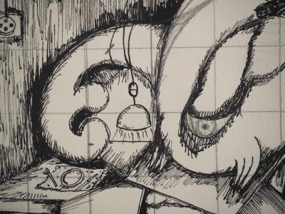 Jean-Claude SILBERMANN : Enseignes sournoises, Le temps endormi, Dessin original signé 2