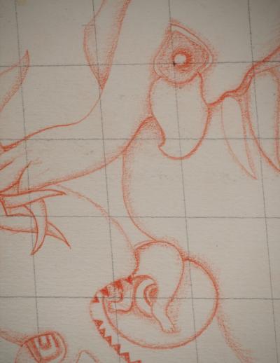 Jean-Claude SILBERMANN : Enseignes sournoises, Créature carnivore, Dessin original 2