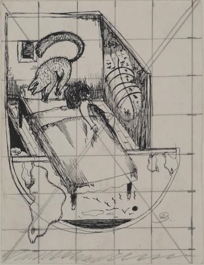Jean-Claude SILBERMANN : Enseignes sournoises, La chambre à coucher, Dessin original signé 2