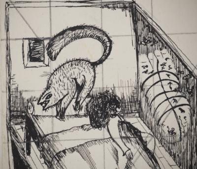 Jean-Claude SILBERMANN : Enseignes sournoises, La chambre à coucher, Dessin original signé 2