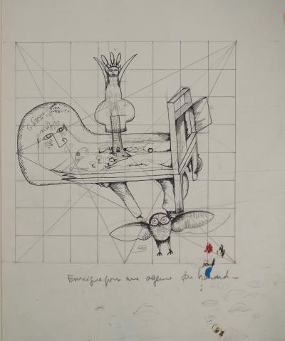 Jean-Claude SILBERMANN : Enseignes sournoises, Le fard et la chouette, Dessin original signé 2