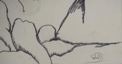 Jean-Claude SILBERMANN : Enseignes sournoises, Masque surréaliste, Dessin original signé 2