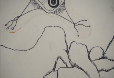 Jean-Claude SILBERMANN : Enseignes sournoises, Masque surréaliste, Dessin original signé 2