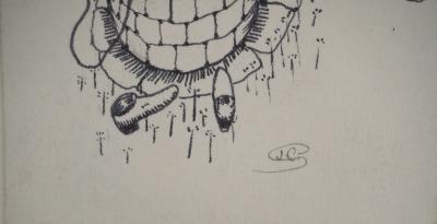 Jean-Claude SILBERMANN : Enseignes sournoises, La chute du puis, Dessin original signé 2