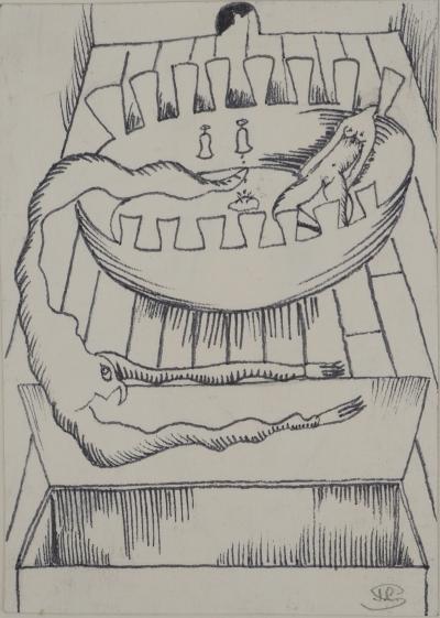 Jean-Claude SILBERMANN : Enseignes sournoises, L’oiseau mystérieux, Dessin original signé 2