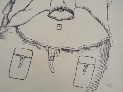 Jean-Claude SILBERMANN : Enseignes sournoises, Le voyageur, Dessin original signé 2