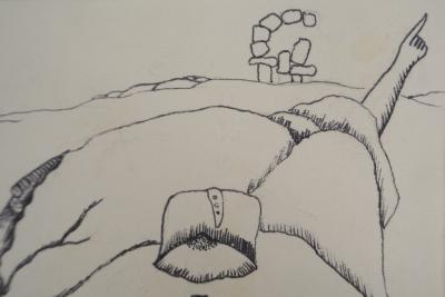 Jean-Claude SILBERMANN : Enseignes sournoises, Le voyageur, Dessin original signé 2