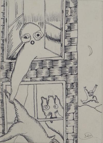 Jean-Claude SILBERMANN : Enseignes sournoises, La chute, Dessin original signé 2