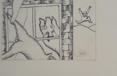 Jean-Claude SILBERMANN : Enseignes sournoises, La chute, Dessin original signé 2