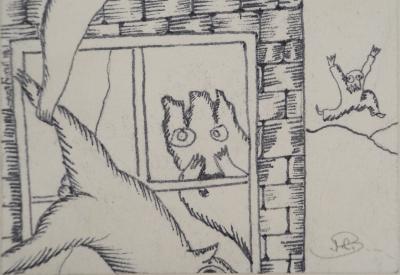Jean-Claude SILBERMANN : Enseignes sournoises, La chute, Dessin original signé 2