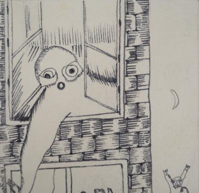 Jean-Claude SILBERMANN : Enseignes sournoises, La chute, Dessin original signé 2