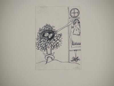 Jean-Claude SILBERMANN : Enseignes sournoises, Le petit déjeuné de la jeune fille, Dessin original signé 2