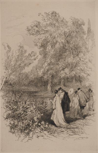 Edmond MORIN : Promenade Galante, Gravure originale signée 2