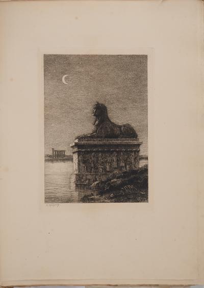 Armand QUEYROY : Egypte, Le Sphinx, Gravure originale signée 2