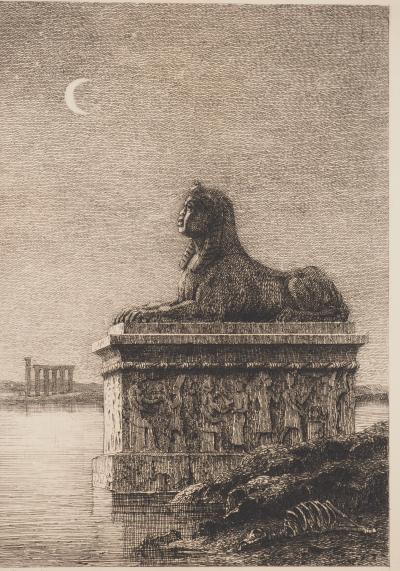 Armand QUEYROY : Egypte, Le Sphinx, Gravure originale signée 2