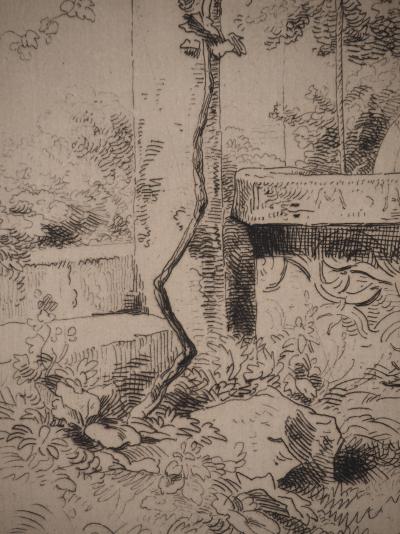 François Louis FRANCAIS : Au bord du puits, Gravure originale 2