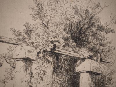 François Louis FRANCAIS : Au bord du puits, Gravure originale 2
