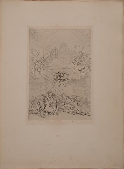 Leopold FLAMENG : Le combat homérique, Gravure originale signée 2
