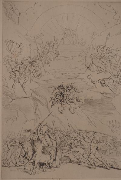 Leopold FLAMENG : Le combat homérique, Gravure originale signée 2