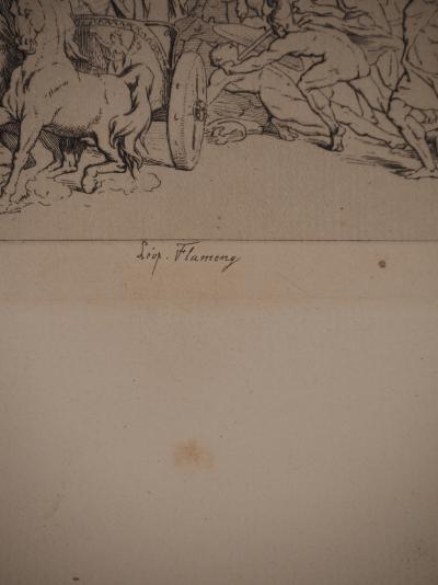 Leopold FLAMENG : Le combat homérique, Gravure originale signée 2