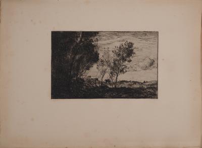 Jean-Baptiste Camille COROT : Dans les Dunes, Souvenir du Bois de la Haye, Gravure originale signée 2