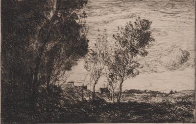 Jean-Baptiste Camille COROT : Dans les Dunes, Souvenir du Bois de la Haye, Gravure originale signée 2