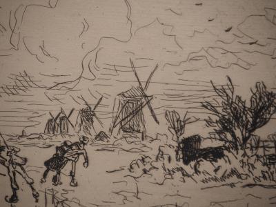 Johan-Barthold JONGKIND : Batavia, Moulins en Hollande, Gravure originale signée 2