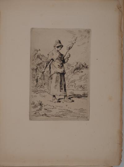 Jean-François MILLET : La paysanne, Gravure originale signée 2