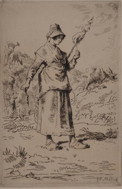 Jean-François MILLET : La paysanne, Gravure originale signée 2