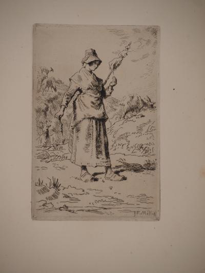Jean-François MILLET : La paysanne, Gravure originale signée 2