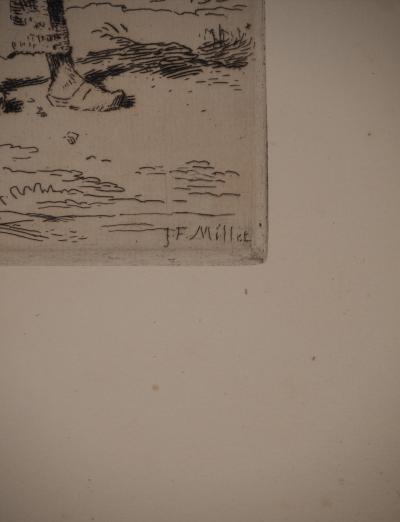 Jean-François MILLET : La paysanne, Gravure originale signée 2