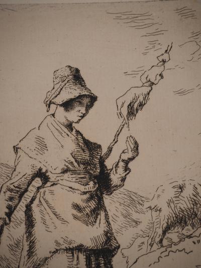 Jean-François MILLET : La paysanne, Gravure originale signée 2