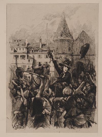 Victor GIRAUD : Révolution, Théroigne de Méricourt, Gravure originale signée 2