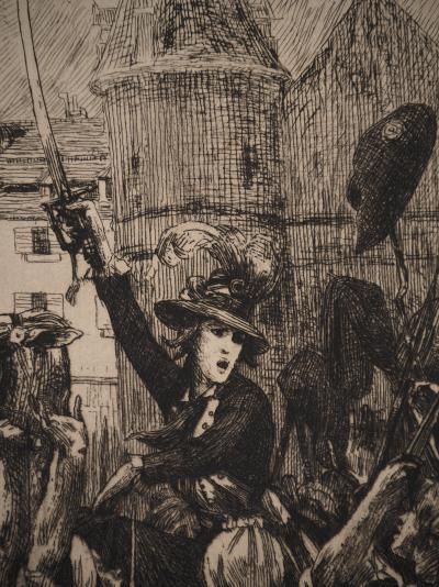 Victor GIRAUD : Révolution, Théroigne de Méricourt, Gravure originale signée 2