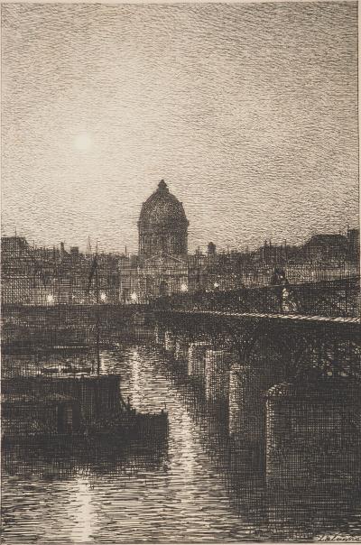Maxime LALANE : Paris, Le Pont des Arts, Gravure originale signée 2