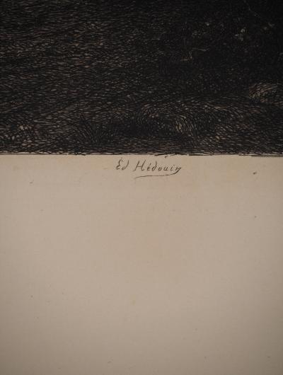 Pierre Edmond HÉDOUIN : Silence et nuit des bois, Gravure originale signée 2