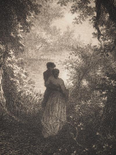 Pierre Edmond HÉDOUIN : Silence et nuit des bois, Gravure originale signée 2