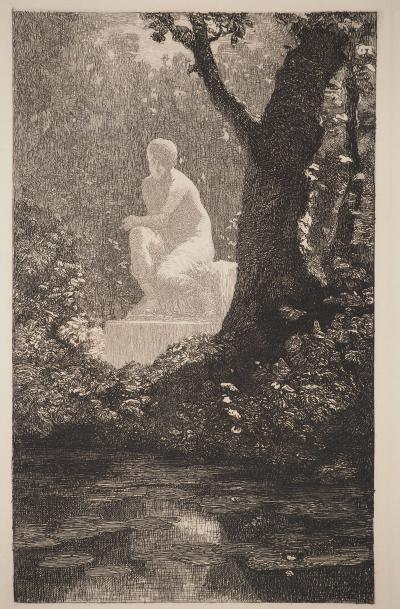 François FEYEN-PERRIN : Symbolisme, Nénuphars, Gravure originale 2