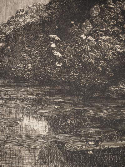 François FEYEN-PERRIN : Symbolisme, Nénuphars, Gravure originale 2