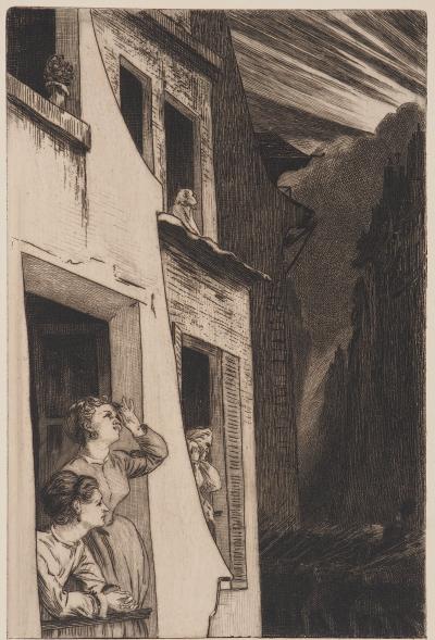 Félix BRAQUEMOND : L’éclipse, Gravure originale 2