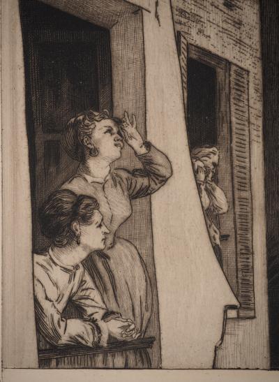 Félix BRAQUEMOND : L’éclipse, Gravure originale 2