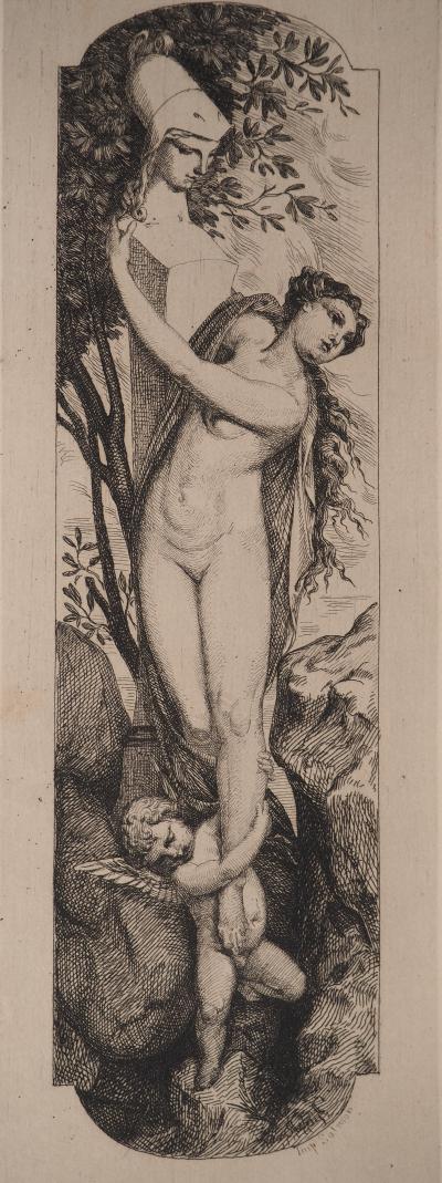 Marc-Louis SOLON : La chute, Gravure originale 2