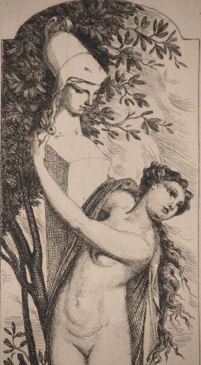 Marc-Louis SOLON : La chute, Gravure originale 2