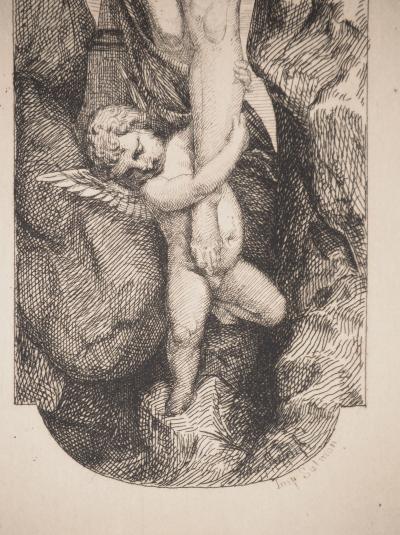Marc-Louis SOLON : La chute, Gravure originale 2