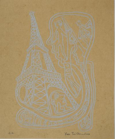 Yvon TAILLANDIER : Paris, La Tour Eiffel, Sérigraphie originale signée 2