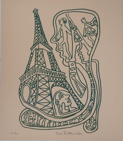 Yvon TAILLANDIER : Paris, La Tour Eiffel en vert, Sérigraphie originale signée 2