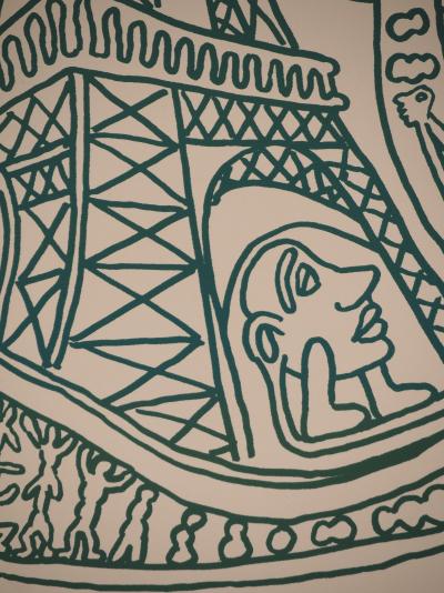 Yvon TAILLANDIER : Paris, La Tour Eiffel en vert, Sérigraphie originale signée 2